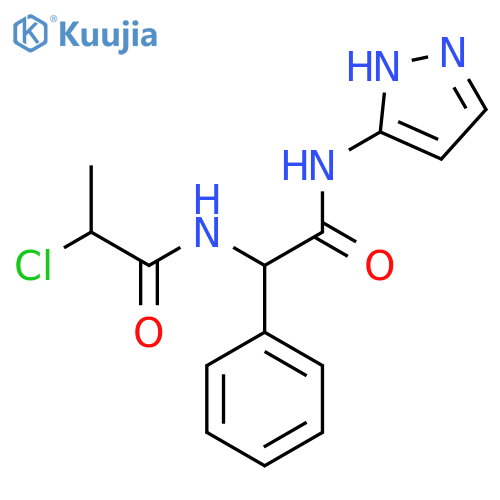 2-chloro-N-{phenyl[(1H-pyrazol-3-yl)carbamoyl]methyl}propanamide structure