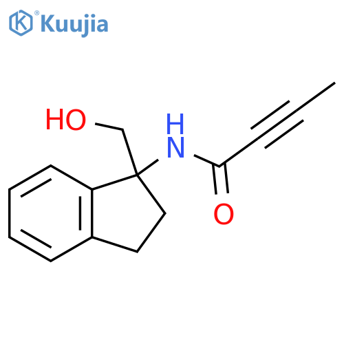 N-1-(hydroxymethyl)-2,3-dihydro-1H-inden-1-ylbut-2-ynamide structure