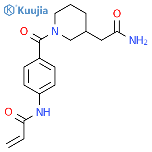 N-{4-[3-(carbamoylmethyl)piperidine-1-carbonyl]phenyl}prop-2-enamide structure