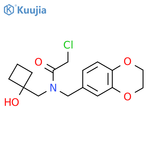 2-Chloro-N-(2,3-dihydro-1,4-benzodioxin-6-ylmethyl)-N-[(1-hydroxycyclobutyl)methyl]acetamide structure