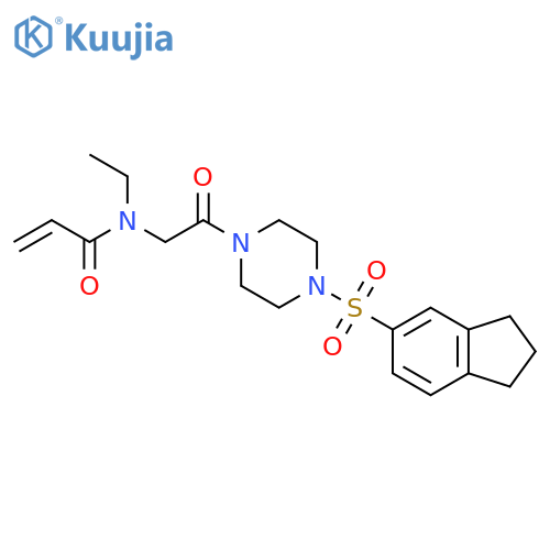 N-{2-[4-(2,3-dihydro-1H-indene-5-sulfonyl)piperazin-1-yl]-2-oxoethyl}-N-ethylprop-2-enamide structure