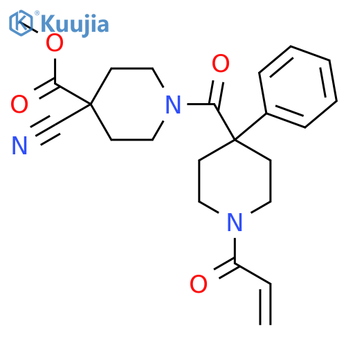 Methyl 4-cyano-1-[4-phenyl-1-(prop-2-enoyl)piperidine-4-carbonyl]piperidine-4-carboxylate structure