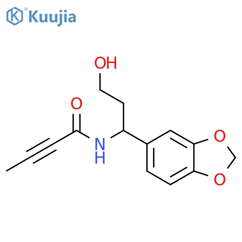 N-1-(1,3-dioxaindan-5-yl)-3-hydroxypropylbut-2-ynamide structure