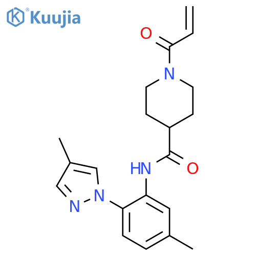 N-[5-methyl-2-(4-methyl-1H-pyrazol-1-yl)phenyl]-1-(prop-2-enoyl)piperidine-4-carboxamide structure
