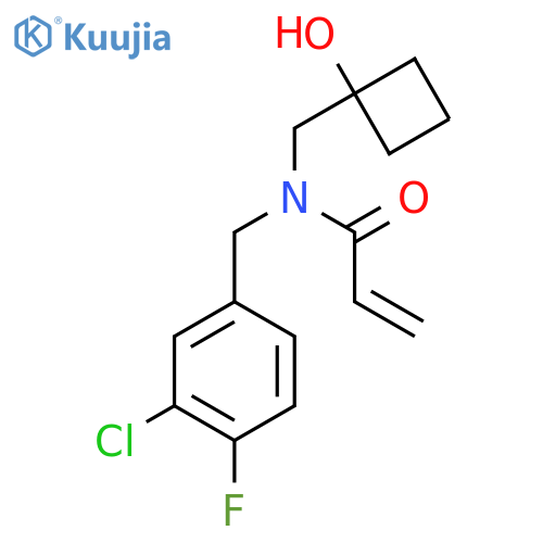N-(3-chloro-4-fluorophenyl)methyl-N-(1-hydroxycyclobutyl)methylprop-2-enamide structure