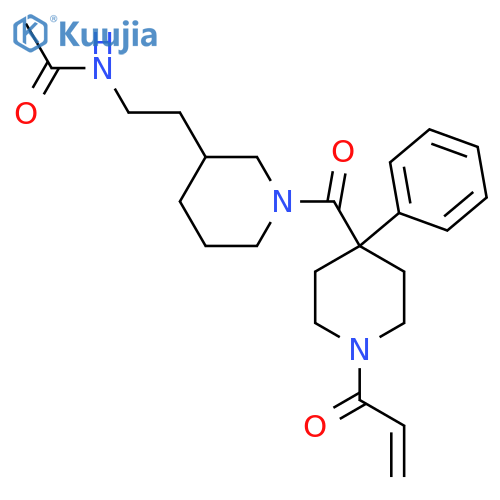 N-(2-{1-[4-phenyl-1-(prop-2-enoyl)piperidine-4-carbonyl]piperidin-3-yl}ethyl)acetamide structure