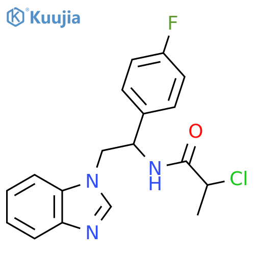 N-[2-(Benzimidazol-1-yl)-1-(4-fluorophenyl)ethyl]-2-chloropropanamide structure
