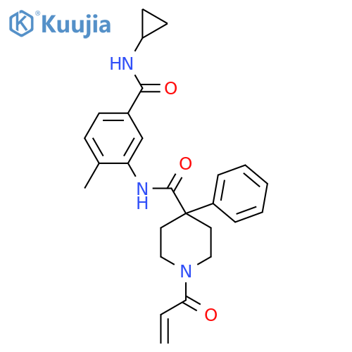N-[5-(cyclopropylcarbamoyl)-2-methylphenyl]-4-phenyl-1-(prop-2-enoyl)piperidine-4-carboxamide structure