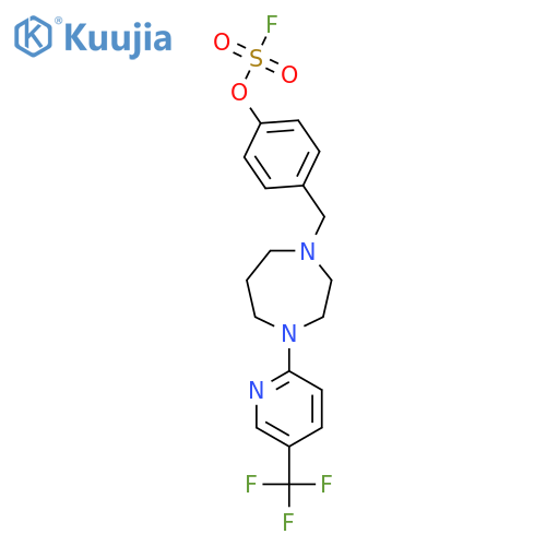 4-({4-[5-(Trifluoromethyl)pyridin-2-yl]-1,4-diazepan-1-yl}methyl)phenyl sulfurofluoridate structure