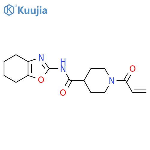 1-(prop-2-enoyl)-N-(4,5,6,7-tetrahydro-1,3-benzoxazol-2-yl)piperidine-4-carboxamide structure