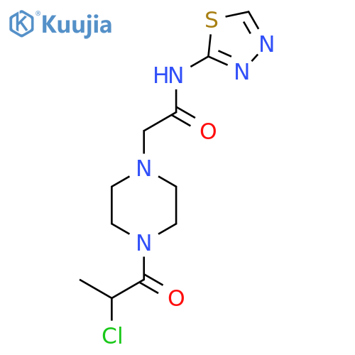 2-[4-(2-Chloropropanoyl)piperazin-1-yl]-N-(1,3,4-thiadiazol-2-yl)acetamide structure