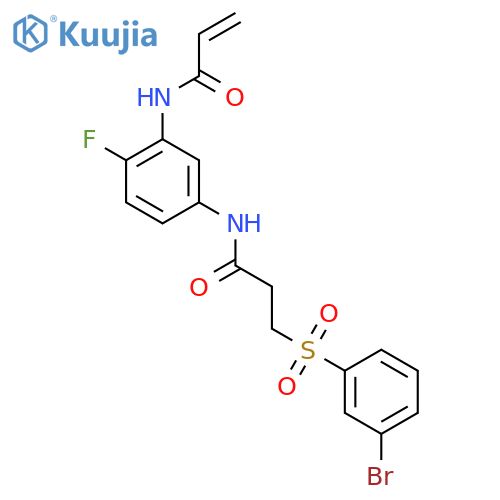 N-{5-[3-(3-bromobenzenesulfonyl)propanamido]-2-fluorophenyl}prop-2-enamide structure
