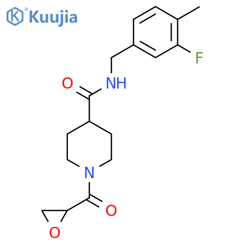 N-[(3-fluoro-4-methylphenyl)methyl]-1-(oxirane-2-carbonyl)piperidine-4-carboxamide structure