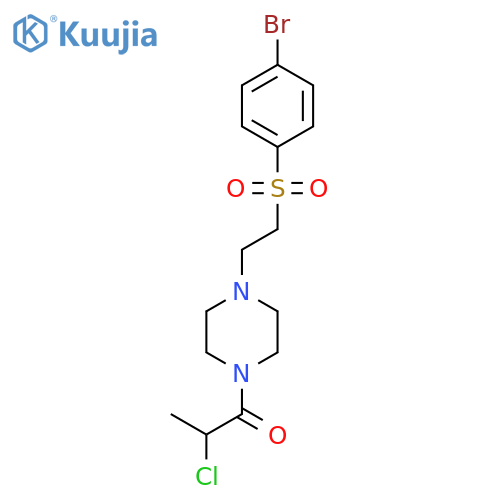 1-[4-[2-(4-Bromophenyl)sulfonylethyl]piperazin-1-yl]-2-chloropropan-1-one structure