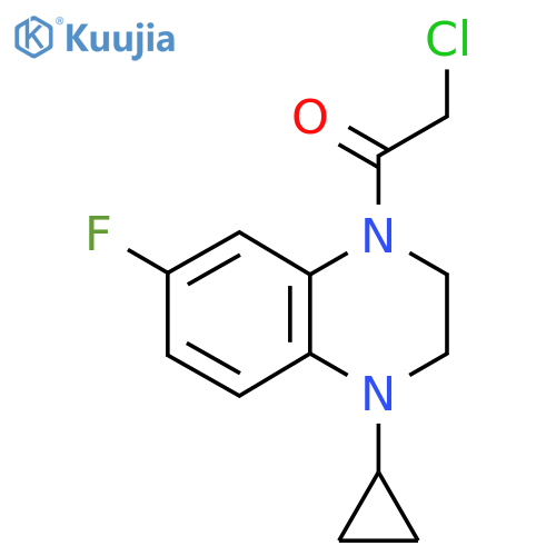 2-chloro-1-(4-cyclopropyl-7-fluoro-1,2,3,4-tetrahydroquinoxalin-1-yl)ethan-1-one structure