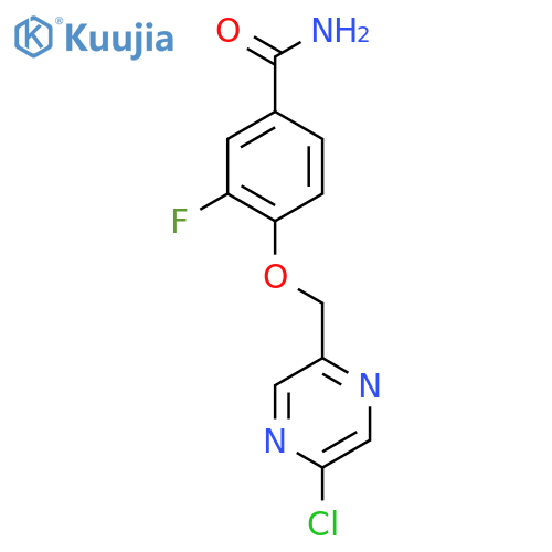 4-(5-chloropyrazin-2-yl)methoxy-3-fluorobenzamide structure