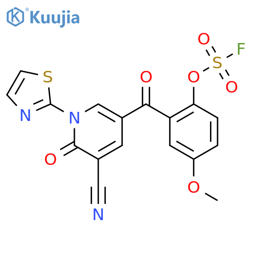 2-[3-Cyano-5-(2-fluorosulfonyloxy-5-methoxybenzoyl)-2-oxopyridin-1-yl]-1,3-thiazole structure