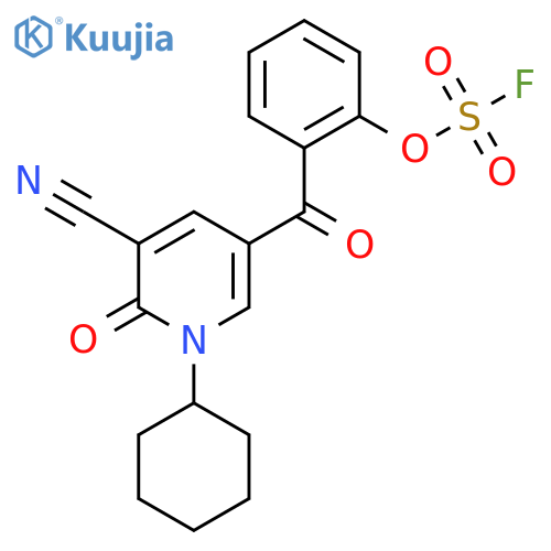 3-Cyano-1-cyclohexyl-5-(2-fluorosulfonyloxybenzoyl)-2-oxopyridine structure