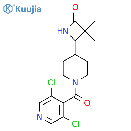 4-[1-(3,5-Dichloropyridine-4-carbonyl)piperidin-4-yl]-3,3-dimethylazetidin-2-one structure