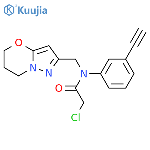 2-chloro-N-(3-ethynylphenyl)-N-({5H,6H,7H-pyrazolo[3,2-b][1,3]oxazin-2-yl}methyl)acetamide structure