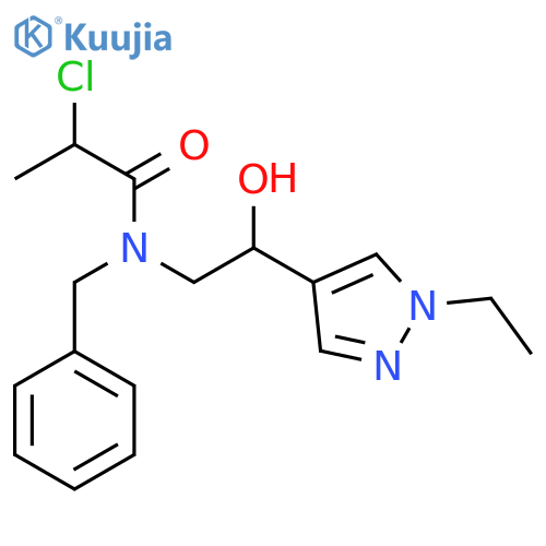 N-Benzyl-2-chloro-N-[2-(1-ethylpyrazol-4-yl)-2-hydroxyethyl]propanamide structure