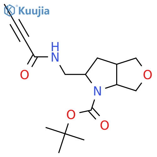 tert-butyl 2-(but-2-ynamido)methyl-hexahydro-1H-furo3,4-bpyrrole-1-carboxylate structure
