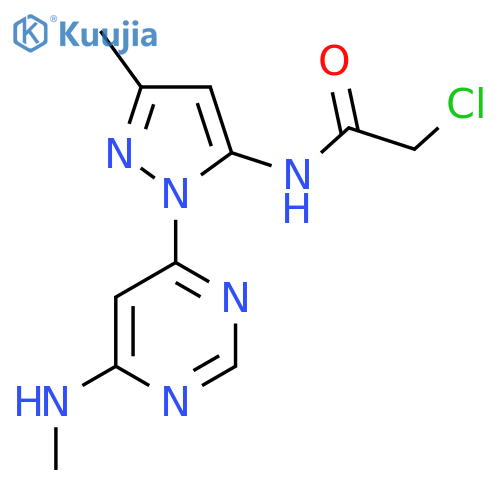 2-chloro-N-{3-methyl-1-6-(methylamino)pyrimidin-4-yl-1H-pyrazol-5-yl}acetamide structure