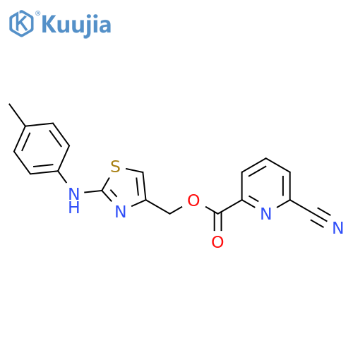 [2-(4-Methylanilino)-1,3-thiazol-4-yl]methyl 6-cyanopyridine-2-carboxylate structure