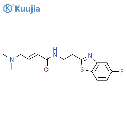 (2E)-4-(dimethylamino)-N-[2-(5-fluoro-1,3-benzothiazol-2-yl)ethyl]but-2-enamide structure