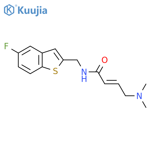 (2E)-4-(dimethylamino)-N-(5-fluoro-1-benzothiophen-2-yl)methylbut-2-enamide structure