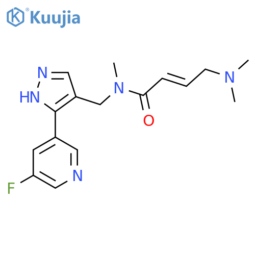 (2E)-4-(dimethylamino)-N-{[3-(5-fluoropyridin-3-yl)-1H-pyrazol-4-yl]methyl}-N-methylbut-2-enamide structure