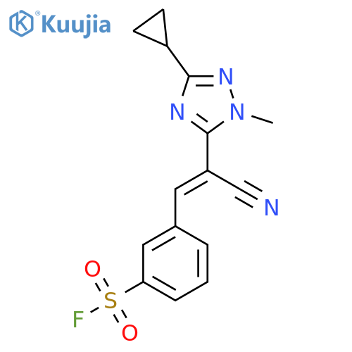 3-[(E)-2-Cyano-2-(5-cyclopropyl-2-methyl-1,2,4-triazol-3-yl)ethenyl]benzenesulfonyl fluoride structure