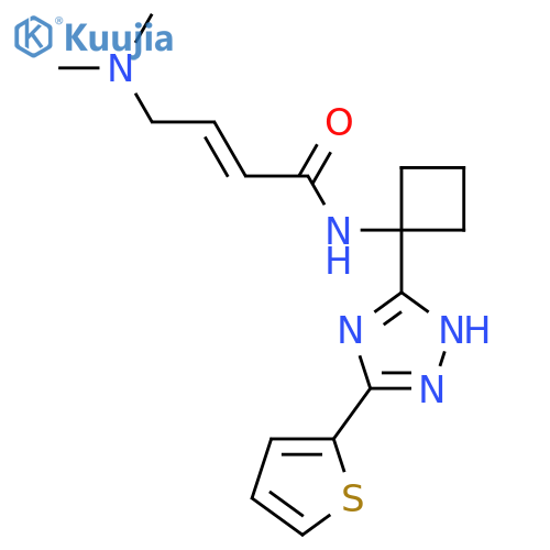 (E)-4-(Dimethylamino)-N-[1-(3-thiophen-2-yl-1H-1,2,4-triazol-5-yl)cyclobutyl]but-2-enamide structure