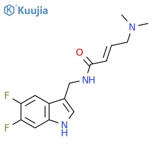 (2E)-N-[(5,6-difluoro-1H-indol-3-yl)methyl]-4-(dimethylamino)but-2-enamide structure