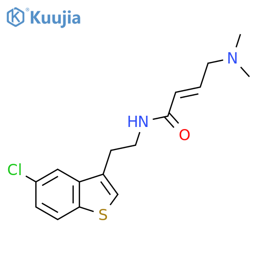 (2E)-N-[2-(5-chloro-1-benzothiophen-3-yl)ethyl]-4-(dimethylamino)but-2-enamide structure