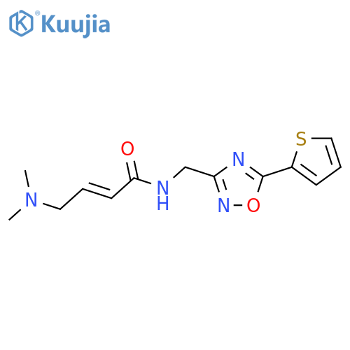 (2E)-4-(dimethylamino)-N-{5-(thiophen-2-yl)-1,2,4-oxadiazol-3-ylmethyl}but-2-enamide structure