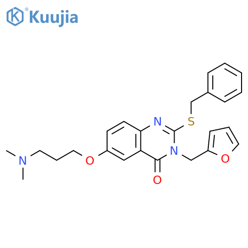 4(3H)-Quinazolinone, 6-[3-(dimethylamino)propoxy]-3-(2-furanylmethyl)-2-[(phenylmethyl)thio]- structure