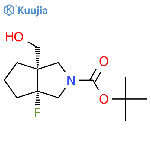 rac-tert-butyl (3aR,6aS)-3a-fluoro-6a-(hydroxymethyl)-octahydrocyclopenta[c]pyrrole-2-carboxylate structure