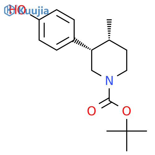 rac-tert-butyl (3R,4S)-3-(4-hydroxyphenyl)-4-methylpiperidine-1-carboxylate structure