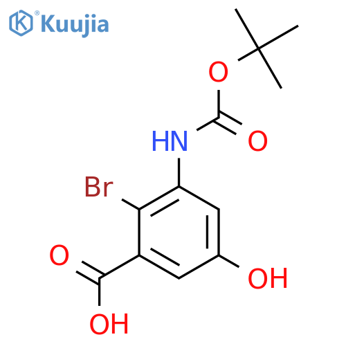 2-bromo-3-{(tert-butoxy)carbonylamino}-5-hydroxybenzoic acid structure
