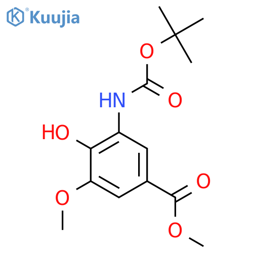 methyl 3-{(tert-butoxy)carbonylamino}-4-hydroxy-5-methoxybenzoate structure