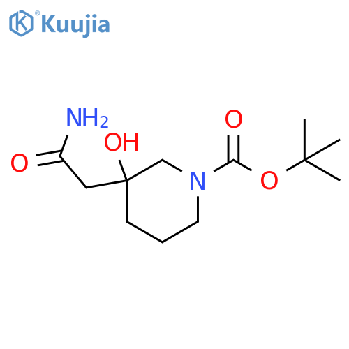Tert-butyl 3-(carbamoylmethyl)-3-hydroxypiperidine-1-carboxylate structure