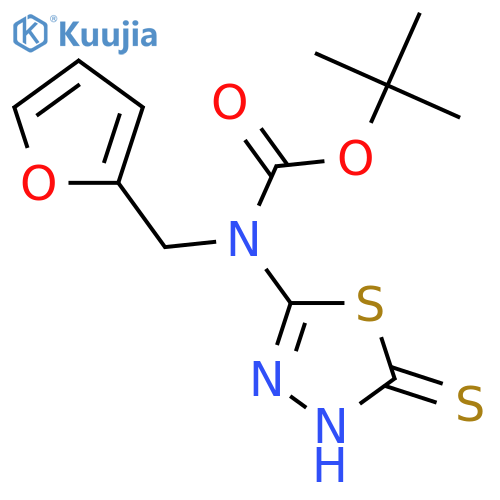 tert-butyl N-[(furan-2-yl)methyl]-N-(5-sulfanyl-1,3,4-thiadiazol-2-yl)carbamate structure