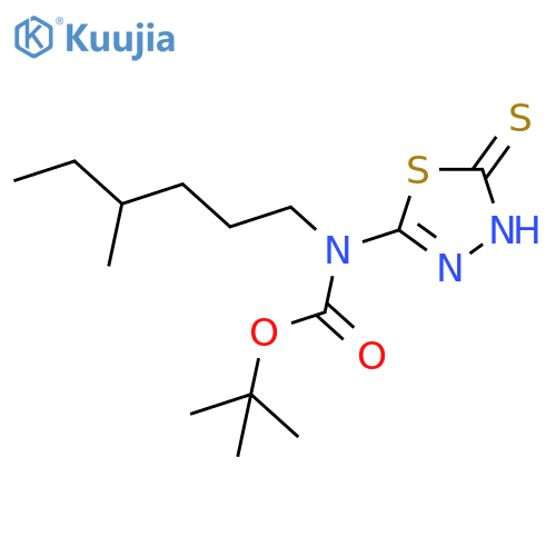 tert-butyl N-(4-methylhexyl)-N-(5-sulfanyl-1,3,4-thiadiazol-2-yl)carbamate structure