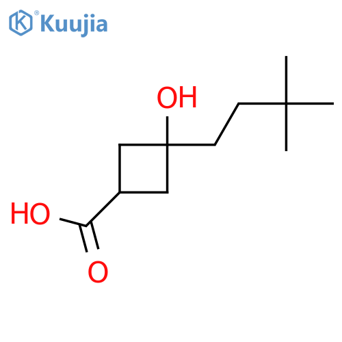 3-(3,3-Dimethylbutyl)-3-hydroxycyclobutane-1-carboxylic acid structure