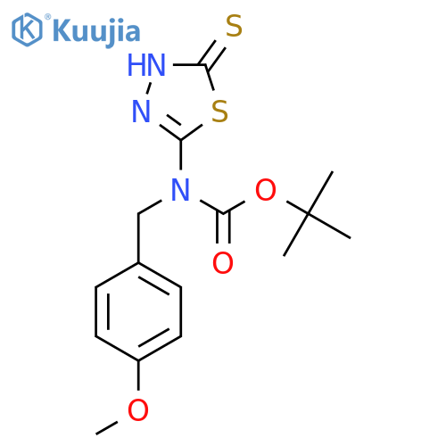 tert-butyl N-(4-methoxyphenyl)methyl-N-(5-sulfanyl-1,3,4-thiadiazol-2-yl)carbamate structure