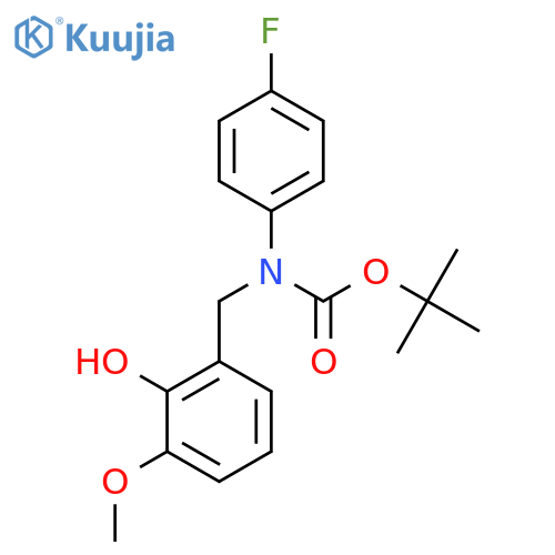 tert-butyl N-(4-fluorophenyl)-N-(2-hydroxy-3-methoxyphenyl)methylcarbamate structure