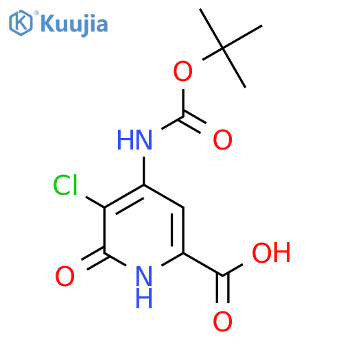4-{(tert-butoxy)carbonylamino}-5-chloro-6-hydroxypyridine-2-carboxylic acid structure