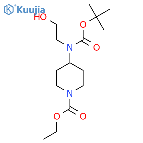 ethyl 4-{(tert-butoxy)carbonyl(2-hydroxyethyl)amino}piperidine-1-carboxylate structure