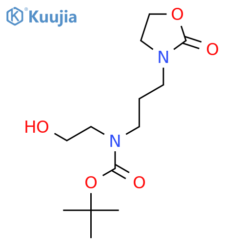 tert-butyl N-(2-hydroxyethyl)-N-3-(2-oxo-1,3-oxazolidin-3-yl)propylcarbamate structure